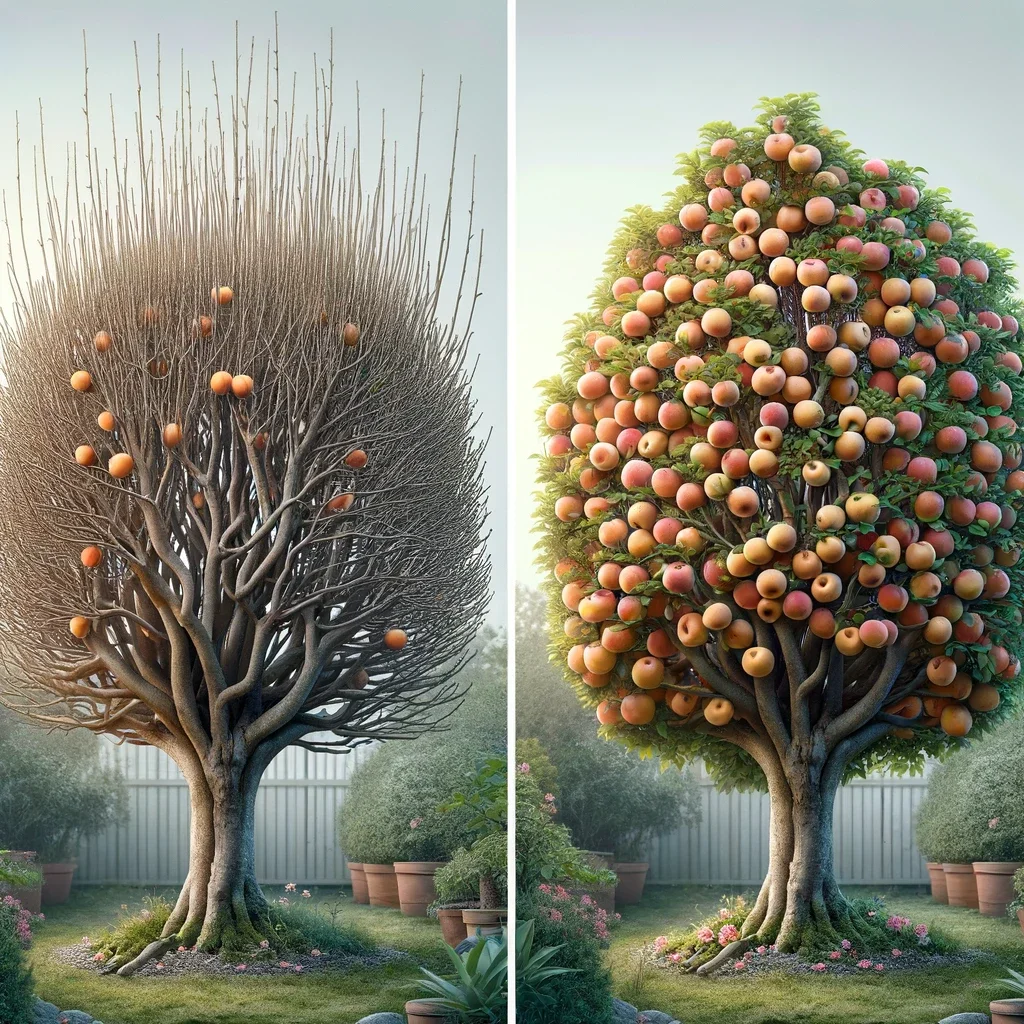 Illustrated Pruned tree, fruit tree mistake-Little Tree Farmns
