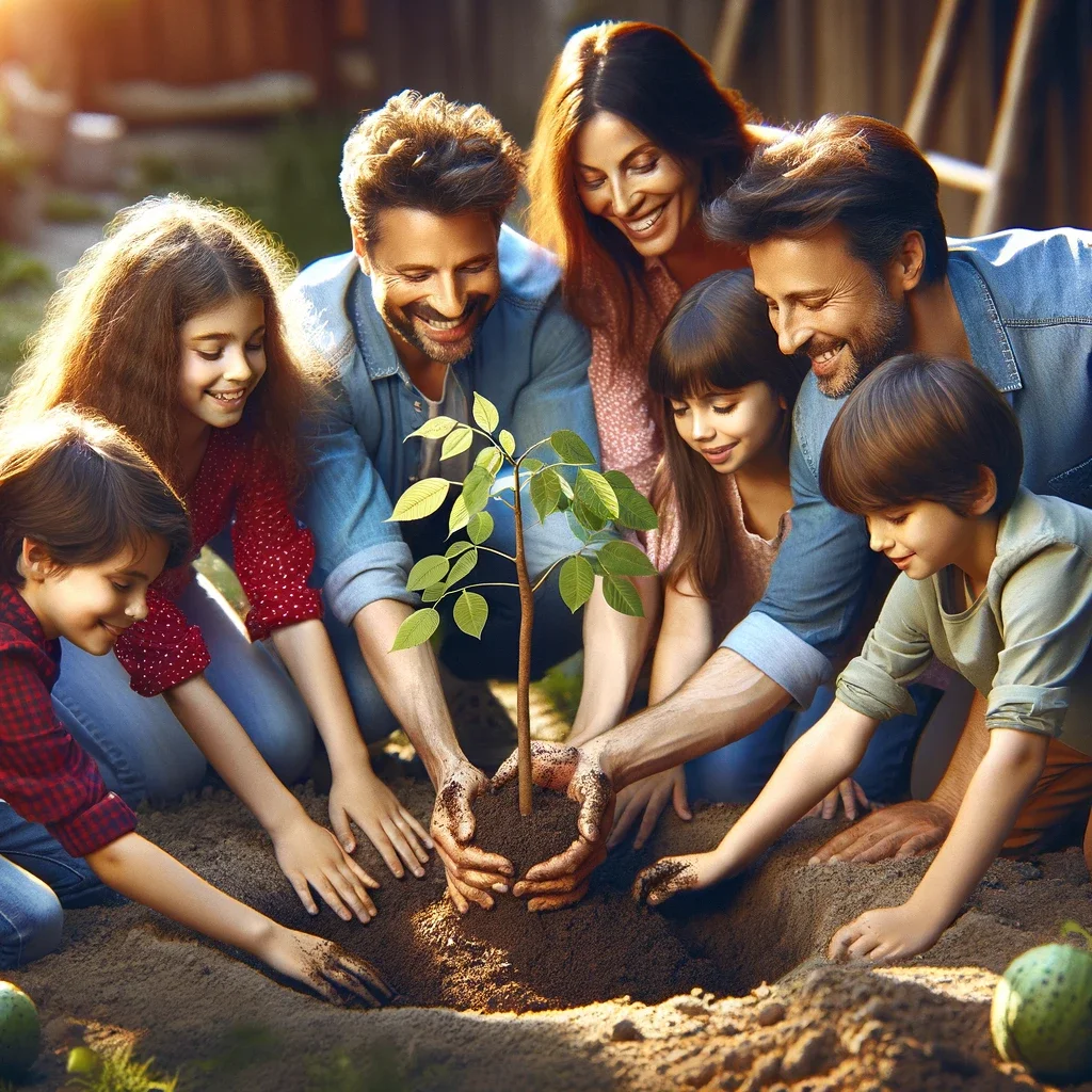 Group of people planting black walnut tree canada - Little Tree Farmns