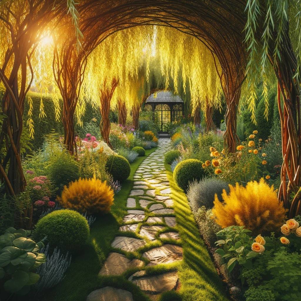 Golden Willow Tree in garden - Little Tree Farms